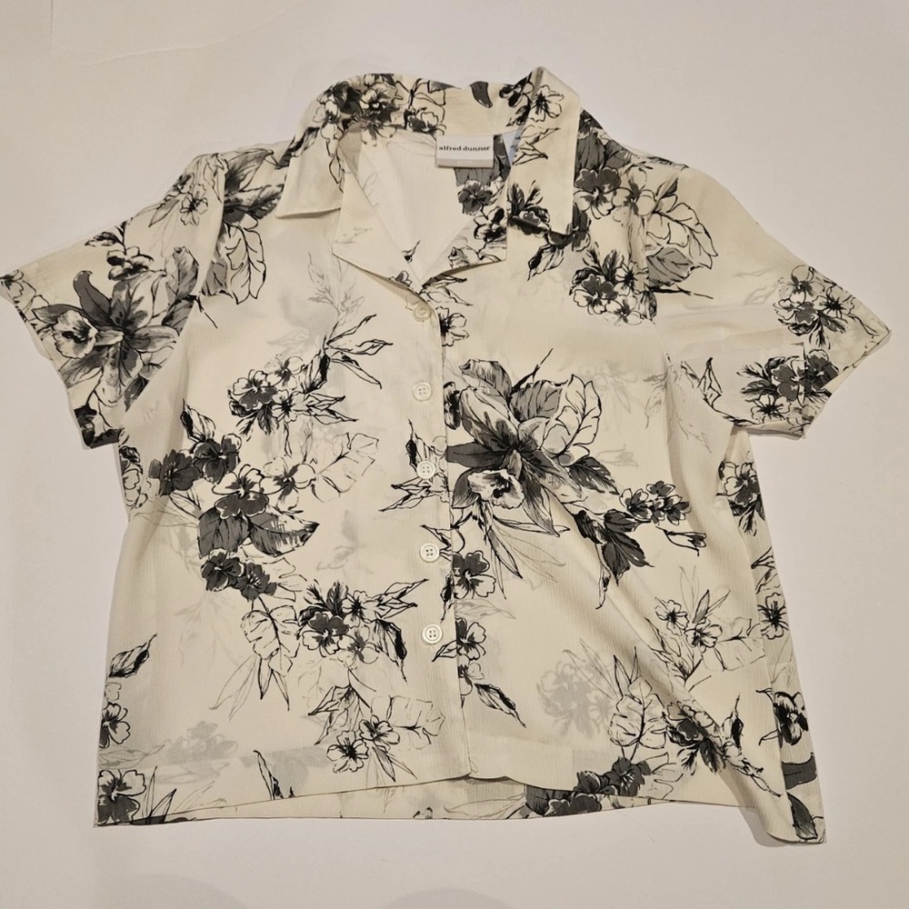 Alfred Dunner Shirt Womens 14P Top Floral 2Fer‎ Blouse Work Office Casual Petite